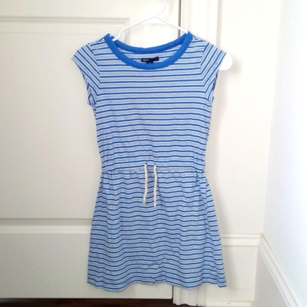 GAP Kids Blue White Striped Dress Size 10 Girls Short Sleeve Casual Summer